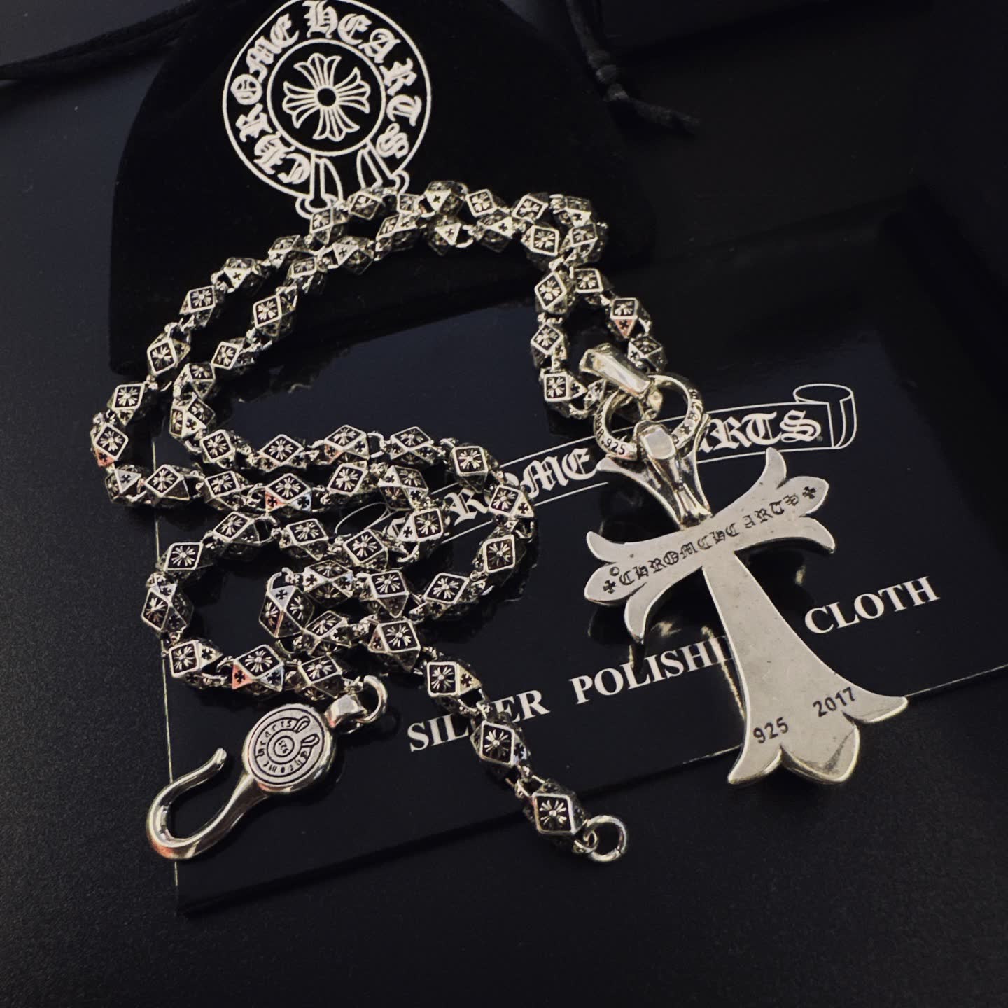 Chrome Hearts Silver Cross Pendant with Chain